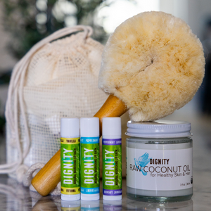 Clean Beauty Kit: Dry Body Brush, Raw Coconut Oil, Vegan Lip Balms