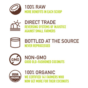 100% RAW Organic, Unrefined, Non-GMO, Non-hexane Coconut Oil